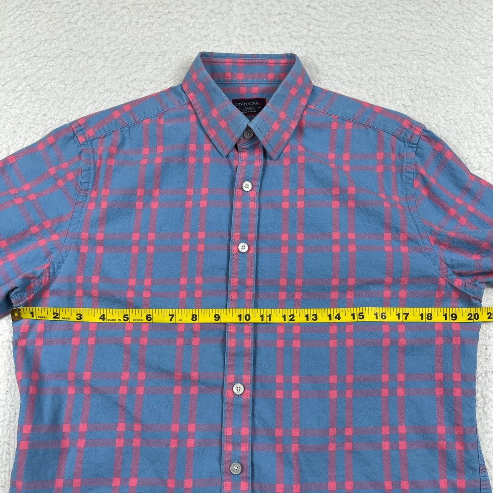 UNTUCKit Shirt Mens Small Blue Pink Plaid Flannel Cotton Button Down Long Sleeve - Picture 6 of 11